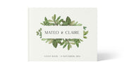 Foliage Frame | Personalised Guest Book - Evergreen Three White linen