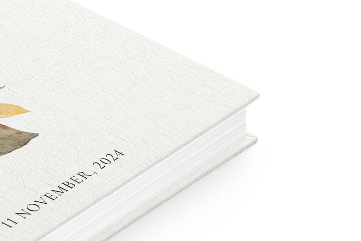 Foliage Frame | Personalised Guest Book - Evergreen Three White linen