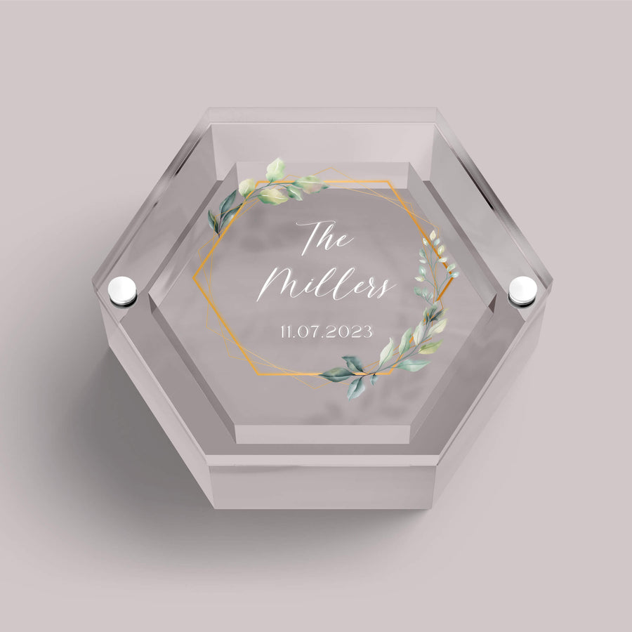 Gold Frame | Ring Box - Evergreen Three Full acrylic