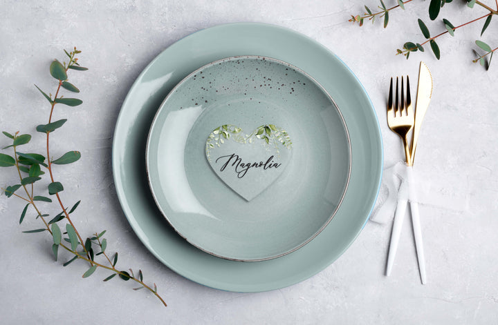 Greenery | Wedding Name Place Cards - Evergreen Three Clear acrylic