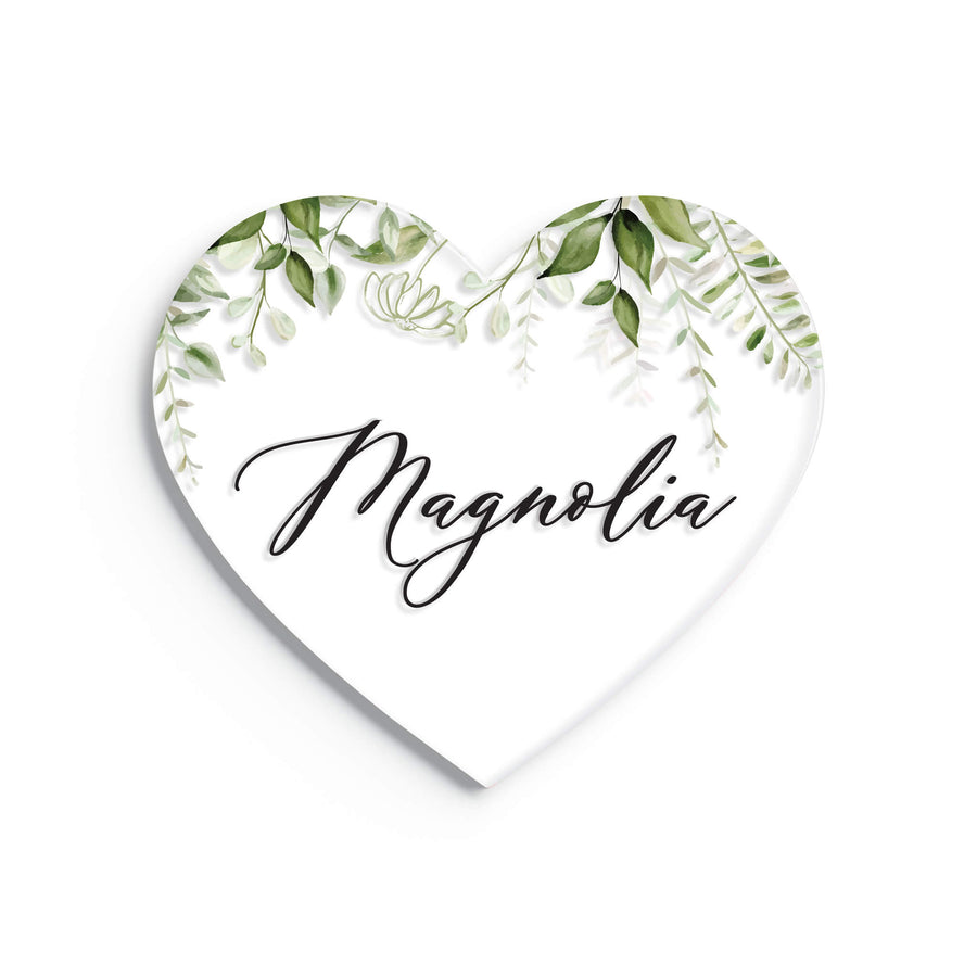 Greenery | Wedding Name Place Cards - Evergreen Three Clear acrylic