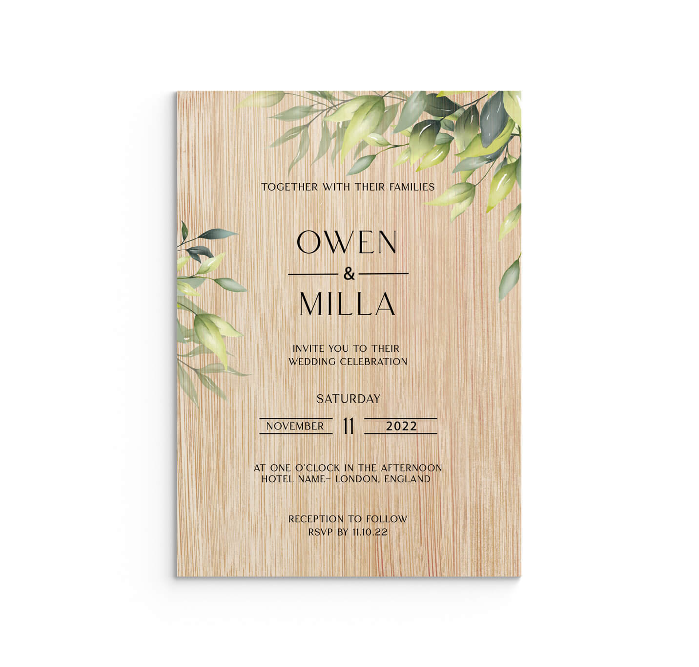 Leaves | Acrylic Wedding Invitation - Evergreen Three Clear acrylic