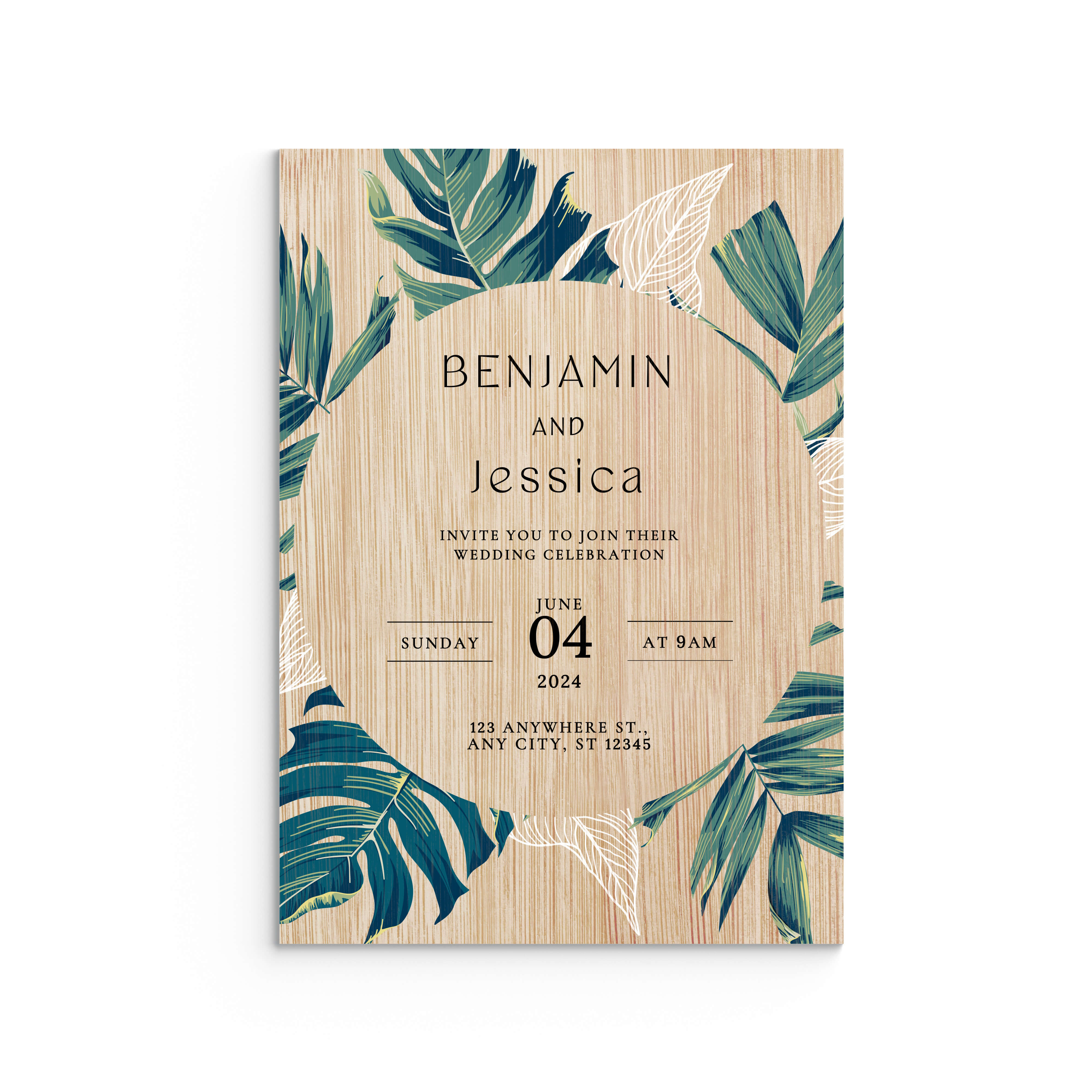 Monstera | Acrylic Wedding Invitation - Evergreen Three Clear acrylic