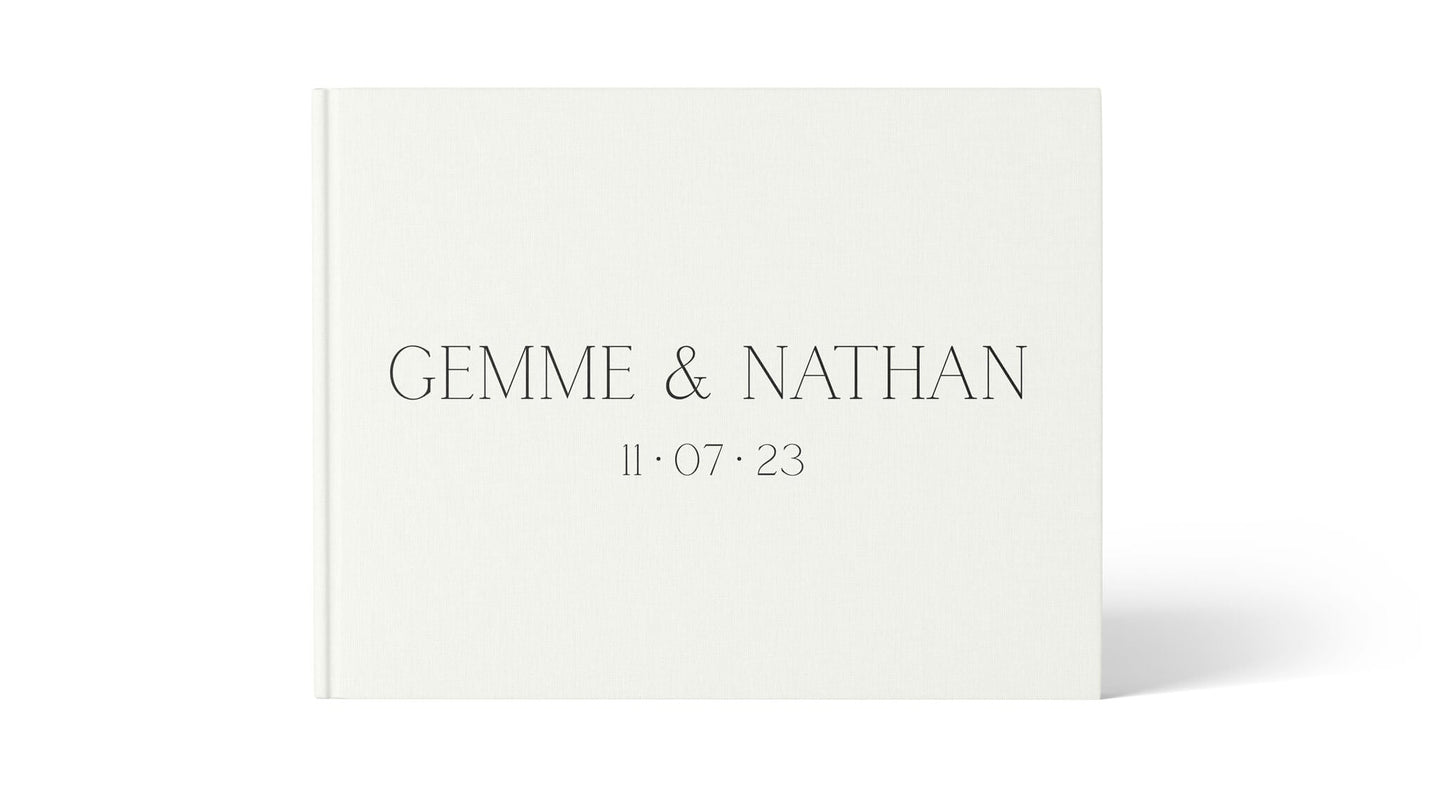 Names | Personalised Guest Book - Evergreen Three White linen