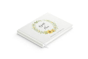 Sunflower Wreath | Personalised Guest Book - Evergreen Three White linen
