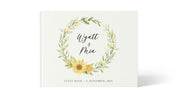 Sunflower Wreath | Personalised Guest Book - Evergreen Three White linen