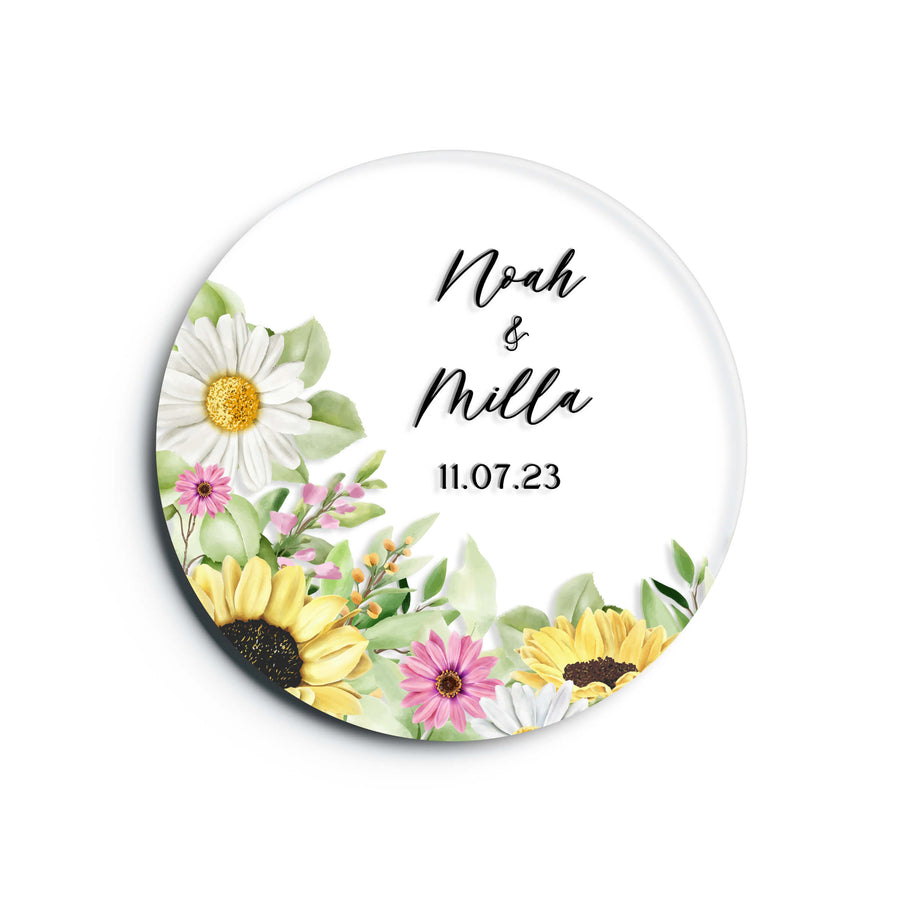 Wildflowers | Coaster Wedding Favours - Evergreen Three Clear acrylic